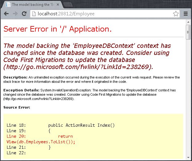 Server Error After Model Scaffolding