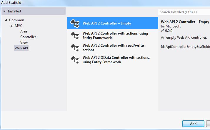 Web API 2 Scaffolding