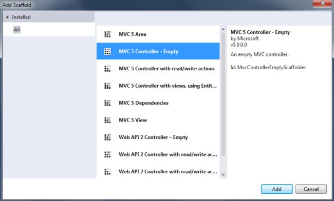 Add Scaffold in MVC5