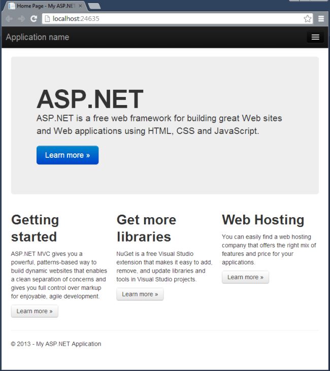 Home Page in MVC5