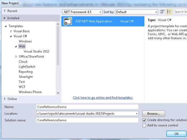 Create New Web Application