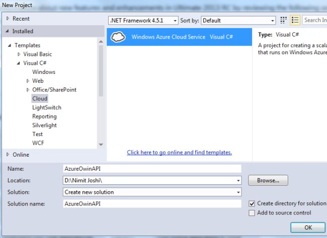 New Azure Cloud Service
