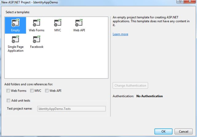 Empty Project in VS 2013