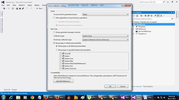Service Reference Setting
