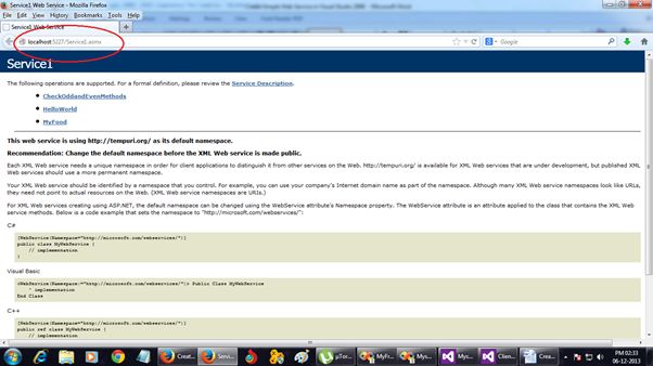 URL of the web service