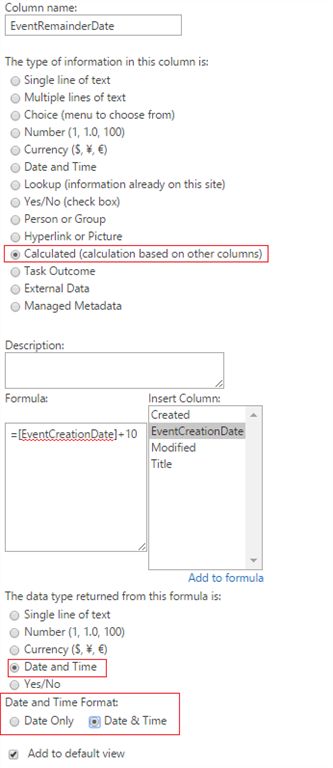 create calculated column in List