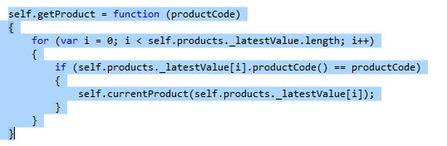 setting the currentProduct property