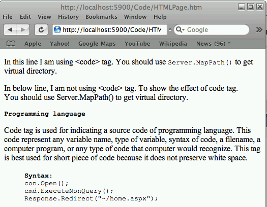 code tag in HTML5
