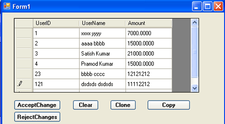 rejectchanges method in ado.net