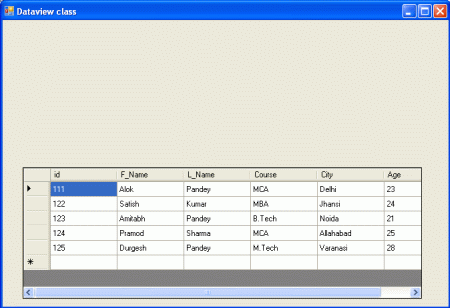 dataview class in ado.net