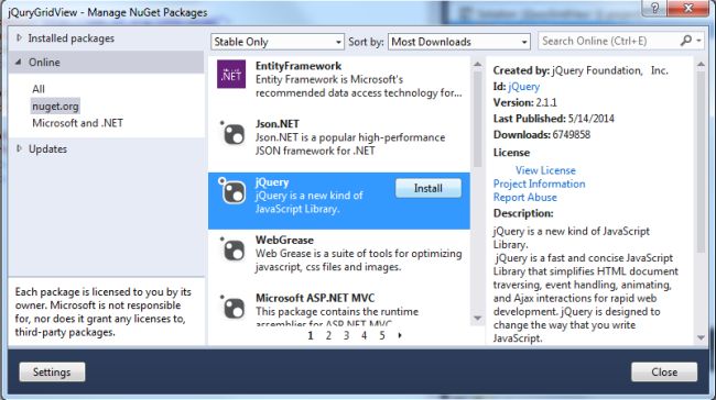 JqueryByNugetPAckage