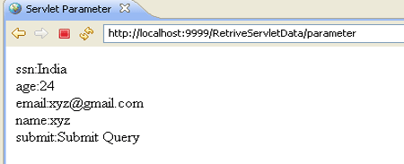 outputof-RetrieveServlet