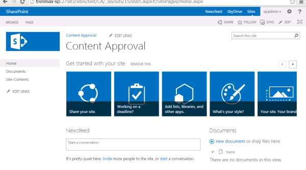 Open SharePoint team site