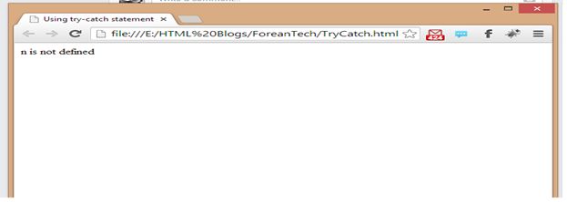JavaScript Try Catch Statement Output