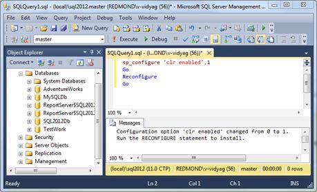 Showing SQL CLR enabled