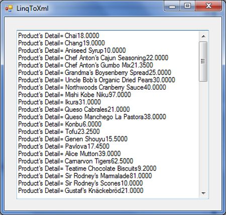 Retrieving product details with LINQ to XML