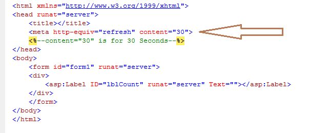 Refresh page using Meta Tag