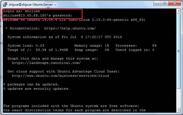 user name and password 