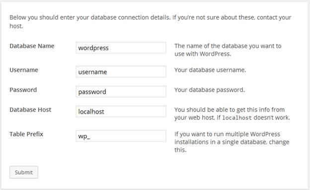Data base initialization file.