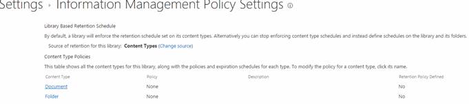 Information management policy settings