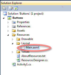 main.axml layout in android