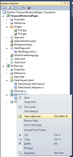 view service in browser