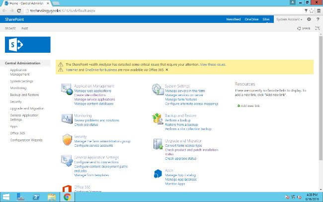 Open central administration