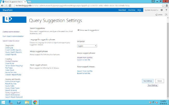 Never suggested phrases 