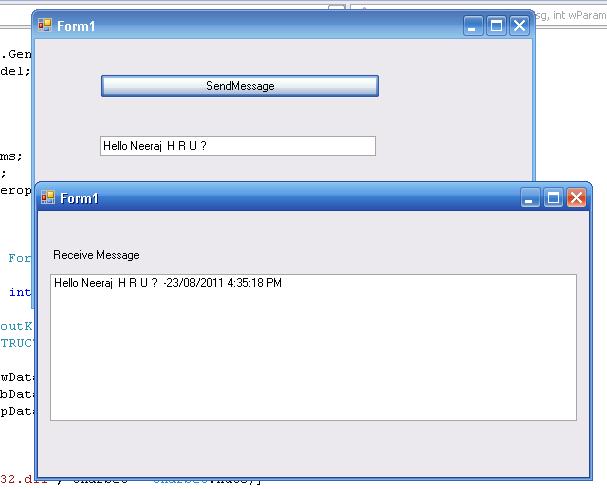 Send and receive message from running two application