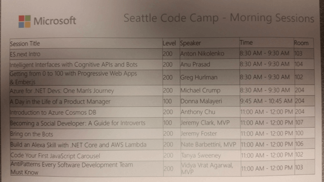 Seattle Code Camp 2017
