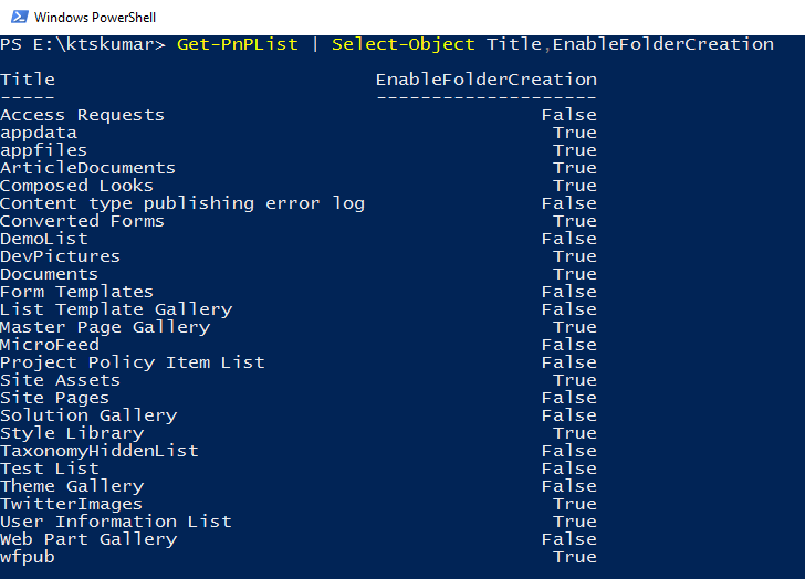 All lists with Folder Creation property