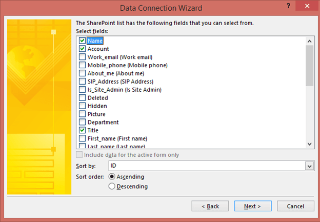 Selecting the needfull fileds from
