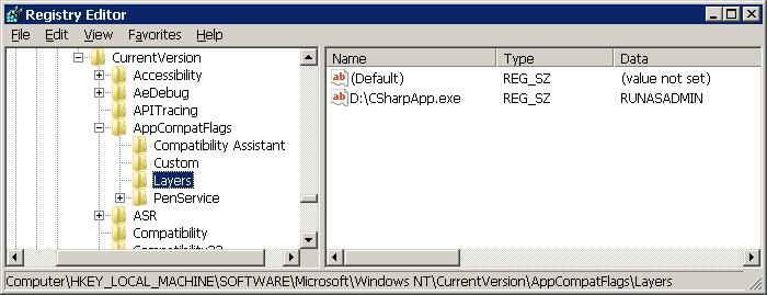 Figure 5. Compatibility Flags in Registry