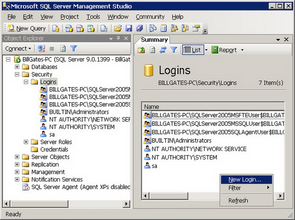 Figure 1 - Creating a Login