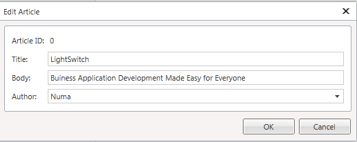 edit article in LightSwitch 2011