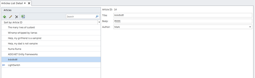 delete option in LightSwitch 2011