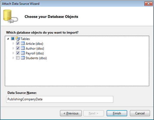 select table in lightswitch 2011