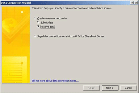 Data Connection Window and data connection Wizard