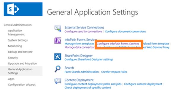 Configure InfoPath form Services