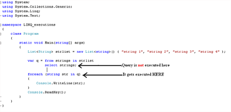 Deferred execution in liinq