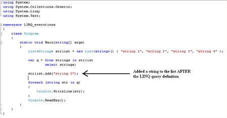 immediate executions in LINQ