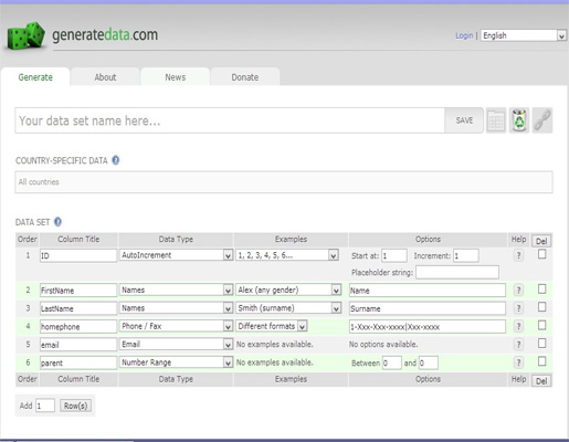  Open generatedata.com