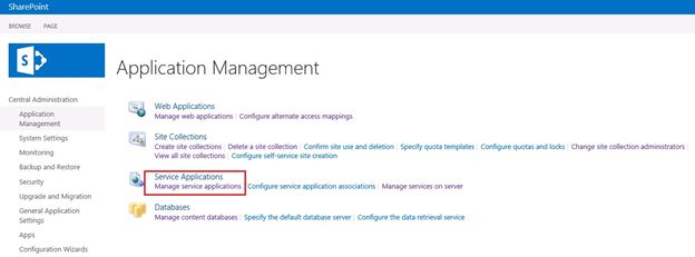 Manage service application