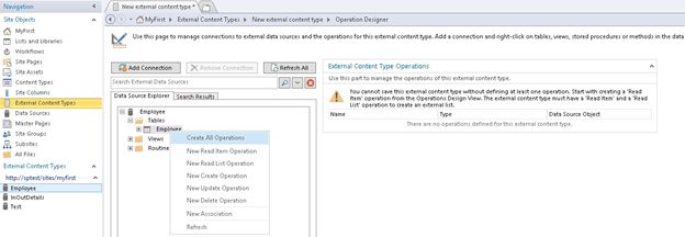 create different types of operations