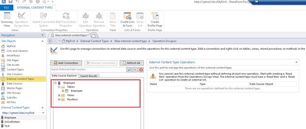 tables and views from the database