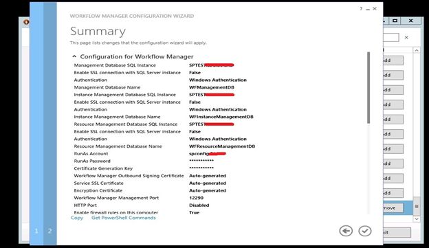 summary of the configuration