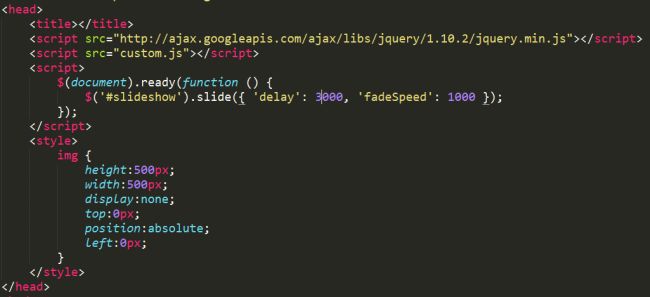 jQuery slideshow plugin Head Section