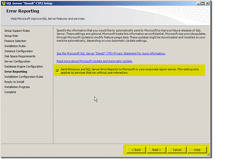 Error-Reporting in sql server