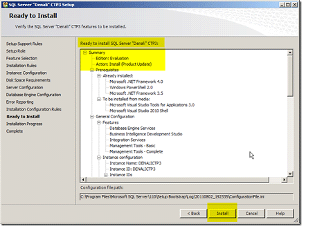 Ready to Install list of services