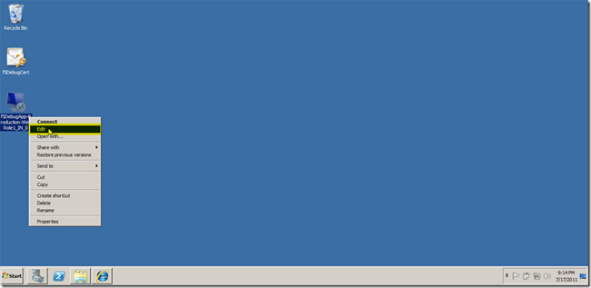 Remote Desktop Azure Role Instance